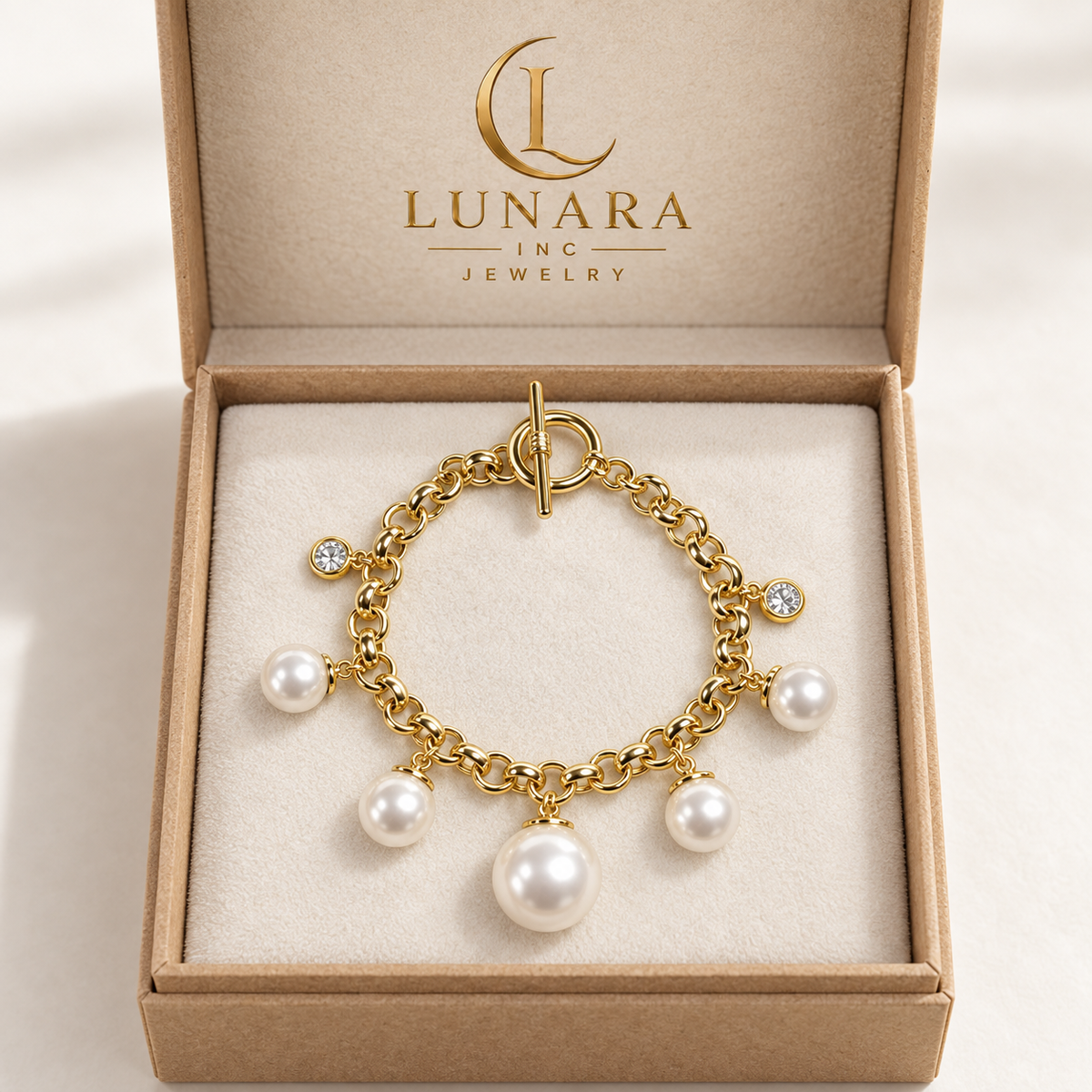 Graduated Pearl & Crystal Toggle Bracelet
