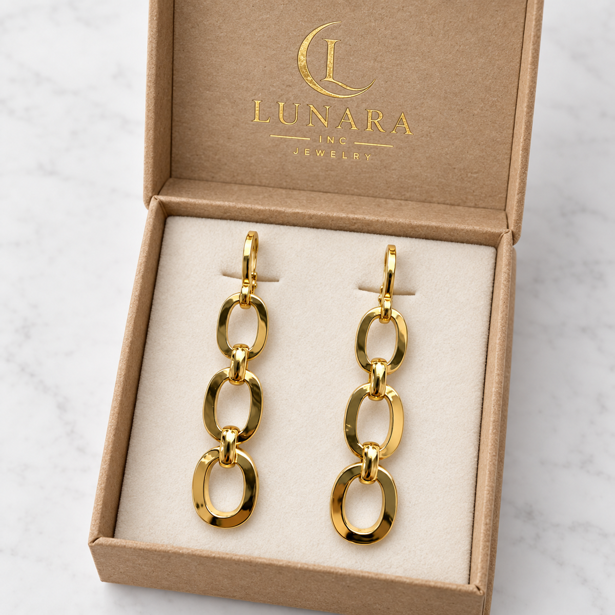 Graduated Oval Link Drop Earrings