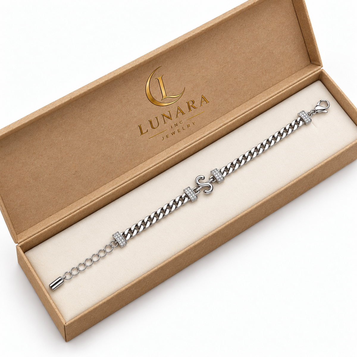 Silver “S” Initial Curb Chain Bracelet
