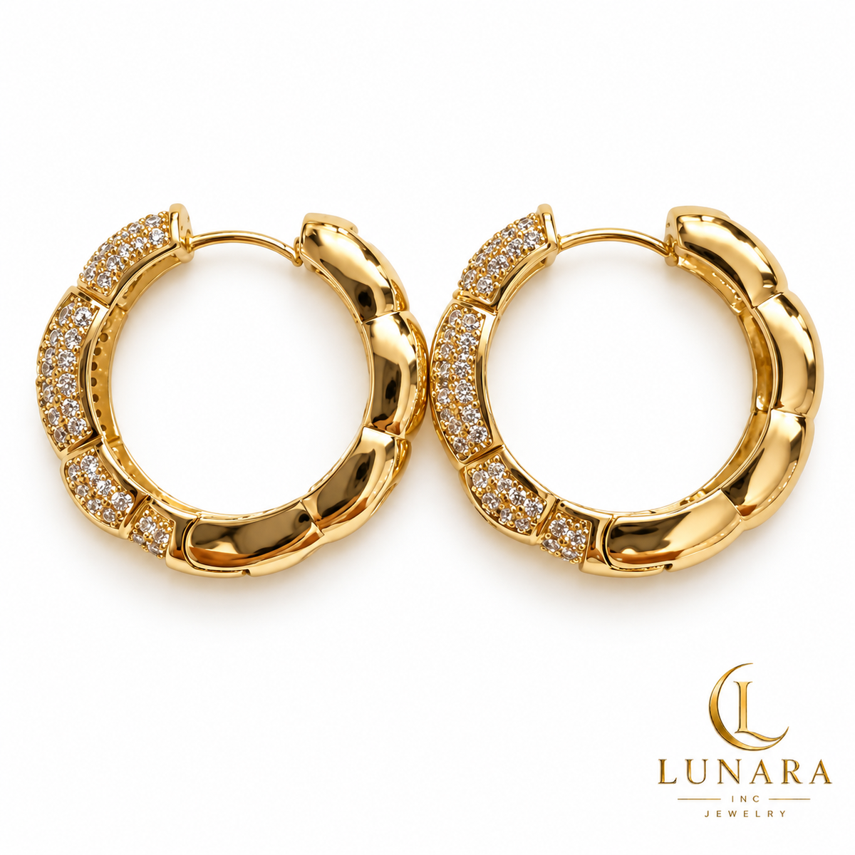 Gold-Tone Sparkling Zirconia Hoop Earrings