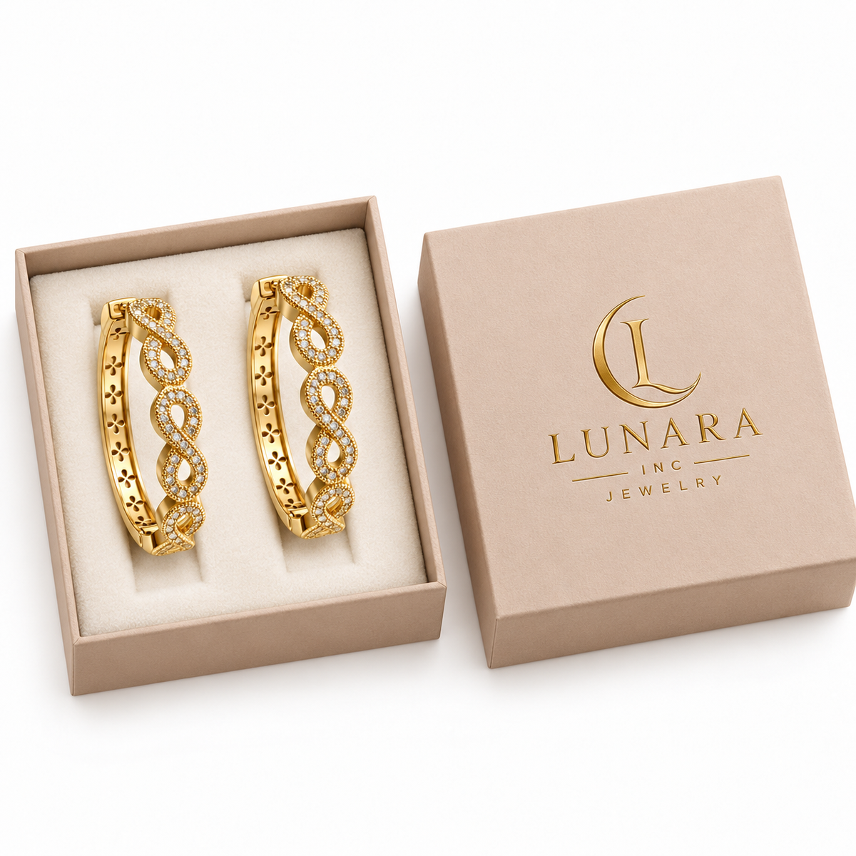 Gold-Tone Interwoven Zirconia Hoop Earrings