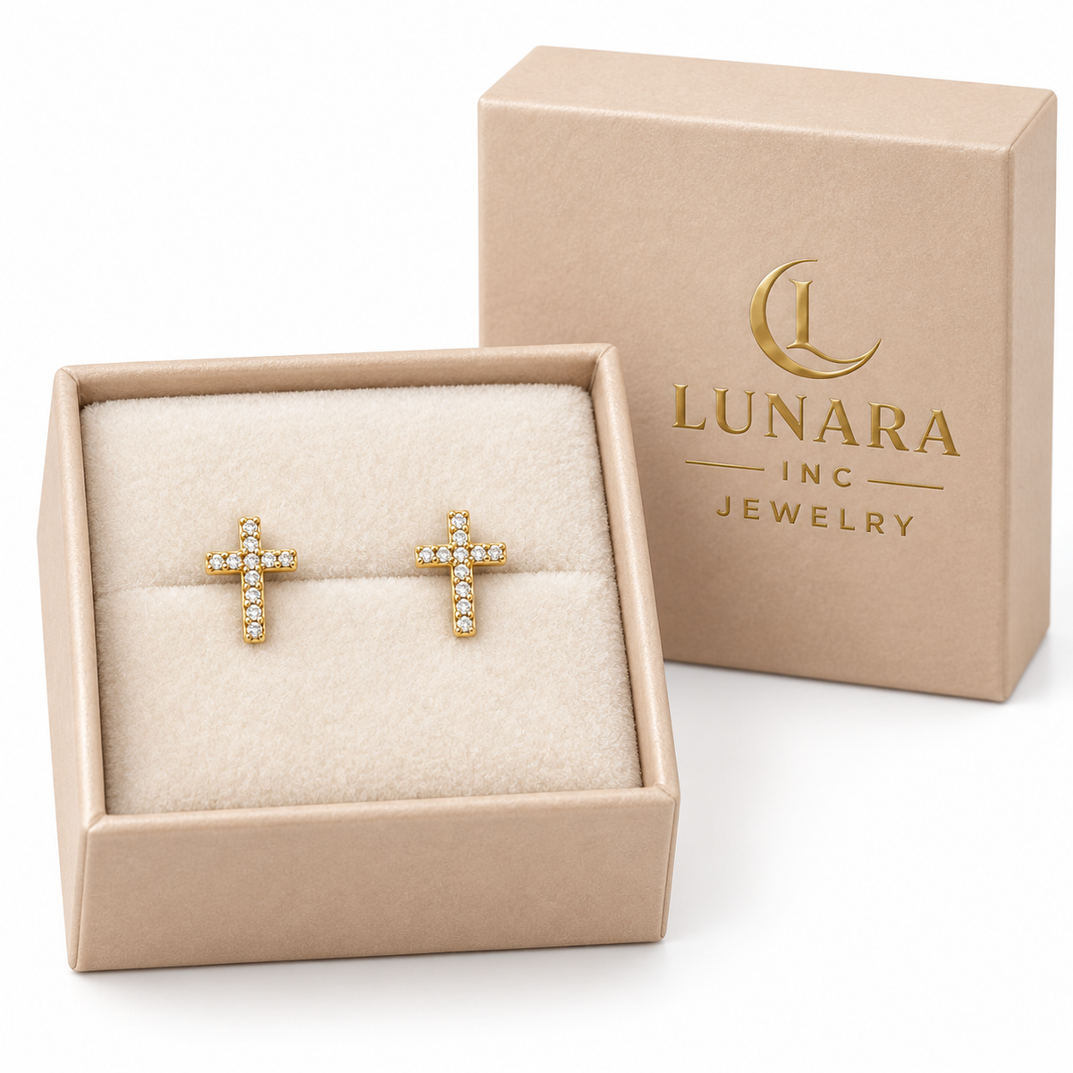 Petite Crystal Cross Stud Earrings