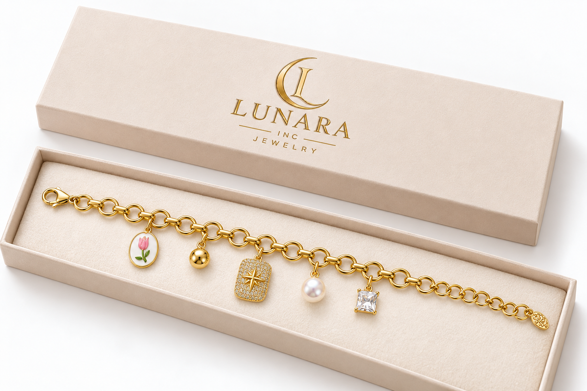 Pink Tulip Five-Charm Bracelet