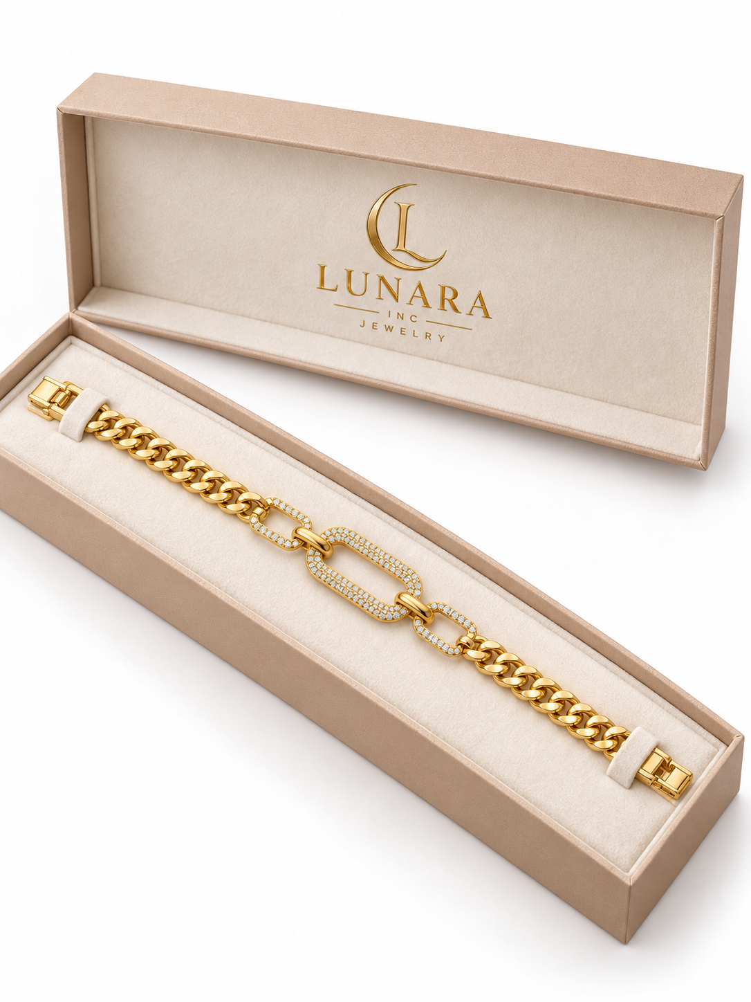 Pavé Rectangle and Cuban Link Bracelet