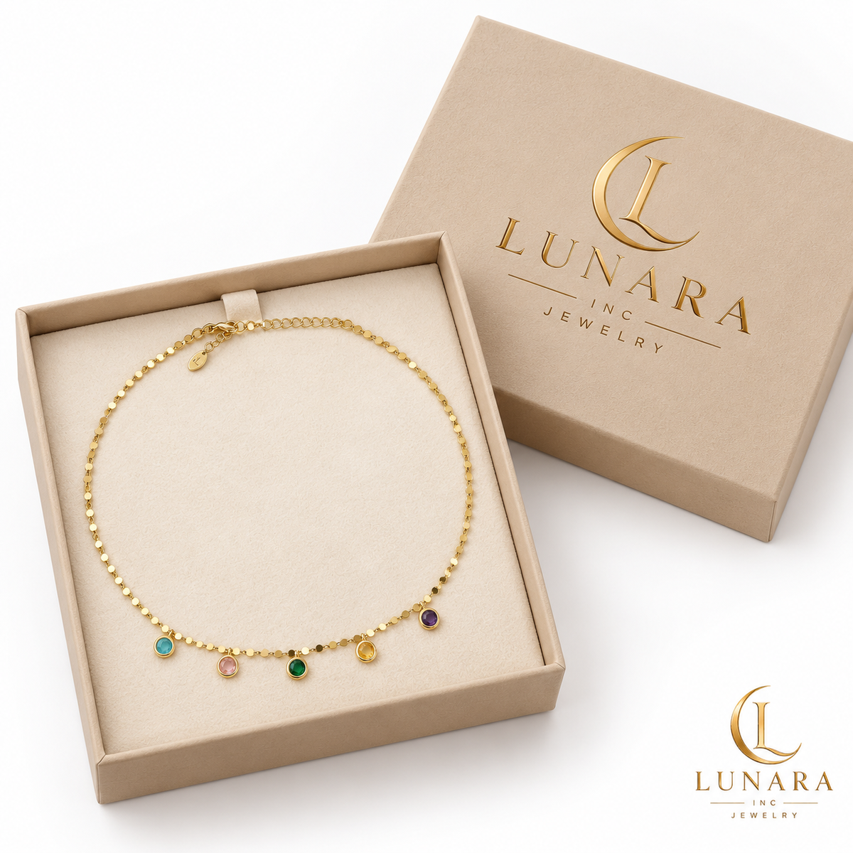 Five Color Charm Necklace
