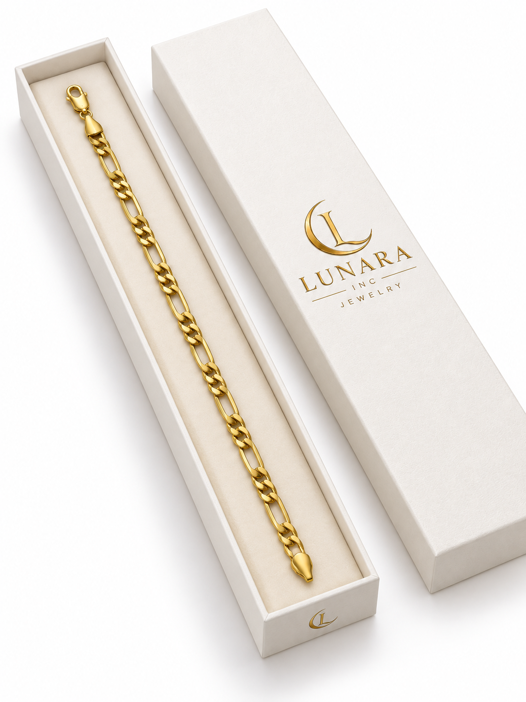Lunara Bold Figaro Link Bracelet – 7mm