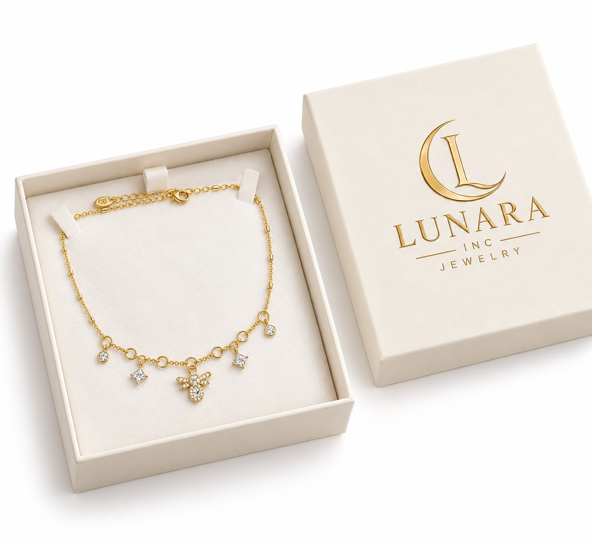 Radiant Bee Crystal Charm Necklace