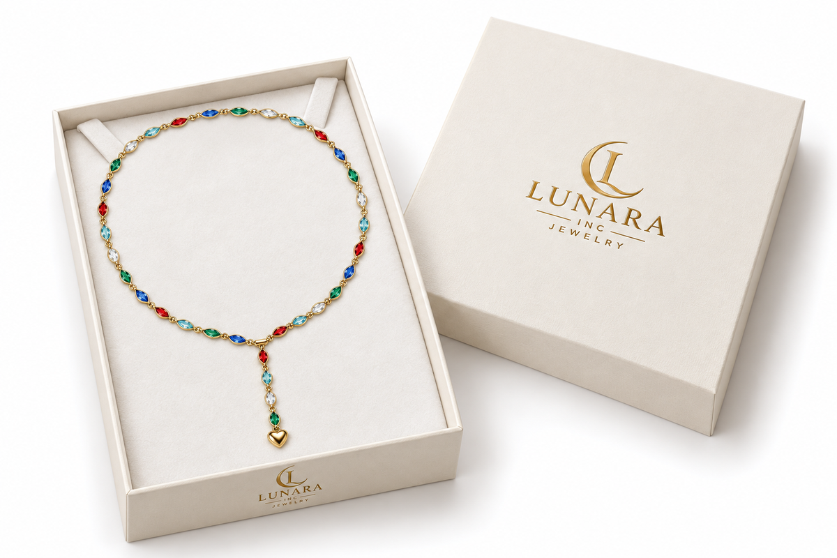 Multicolor Marquise Crystal Adjustable Lariat Necklace