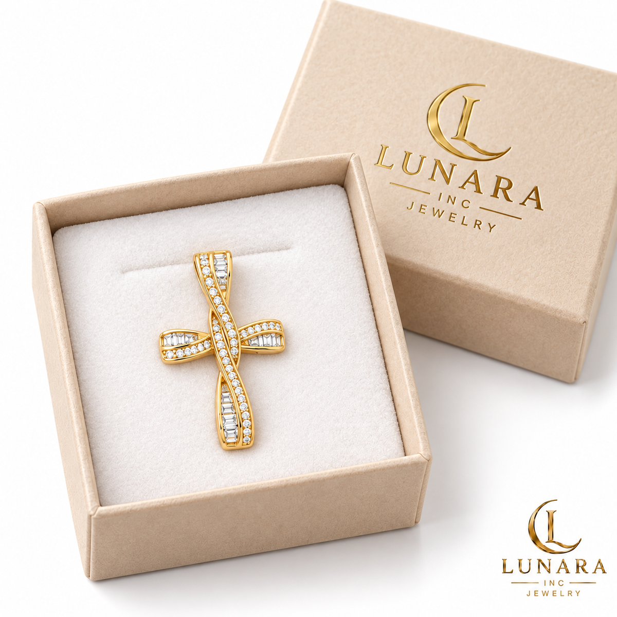 Twisted Radiance Cross Pendant