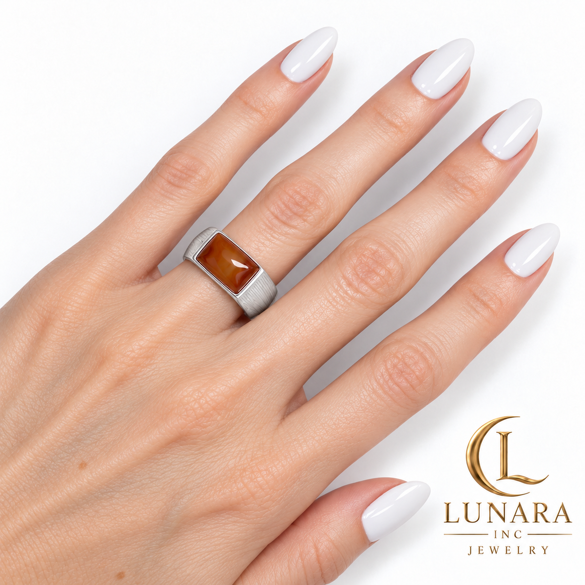 Caramel Brown Stone Open Signet Ring