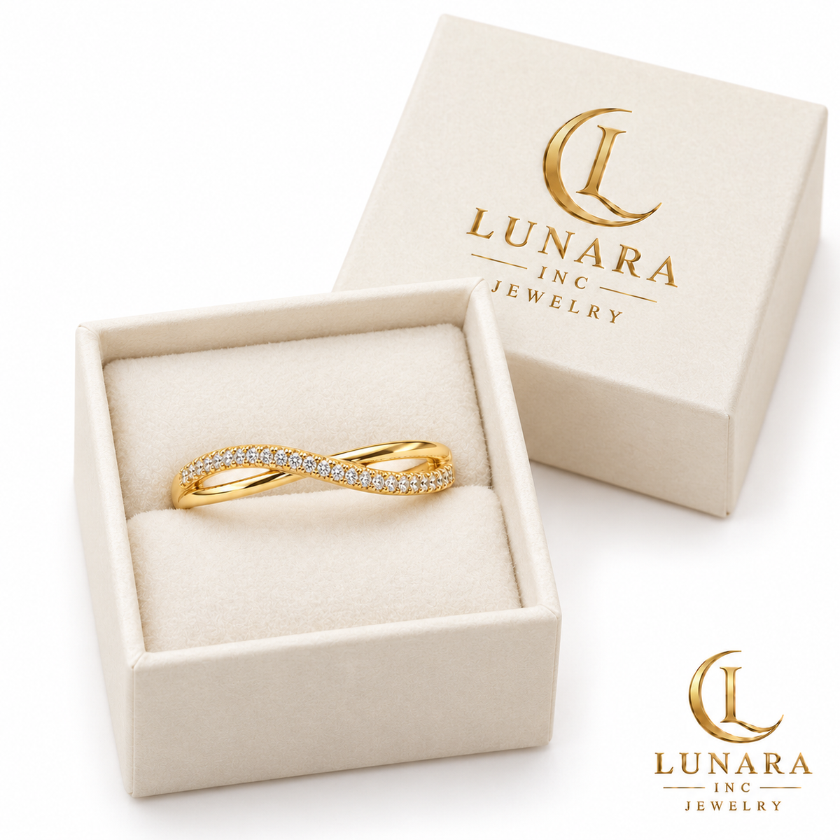 Golden Harmony Sparkling Crossover Ring