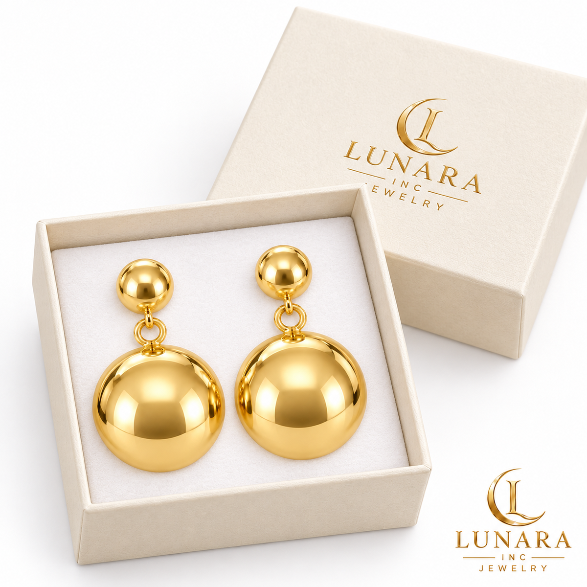 Golden Duo Ball Drop Earrings