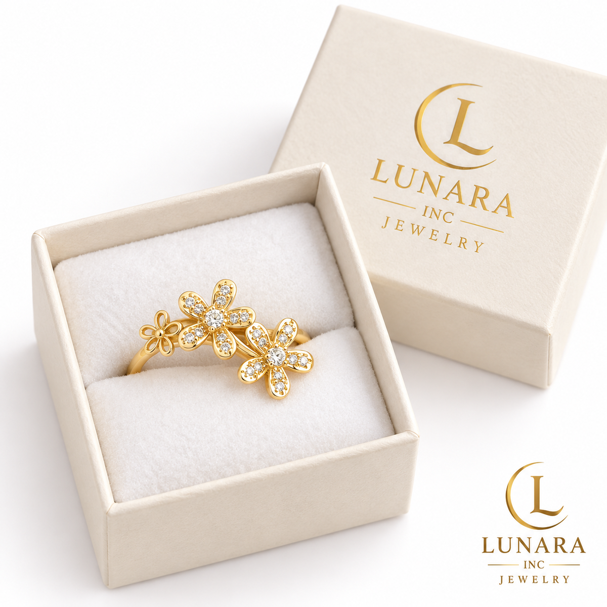 Blooming Grace Triple Flower Ring