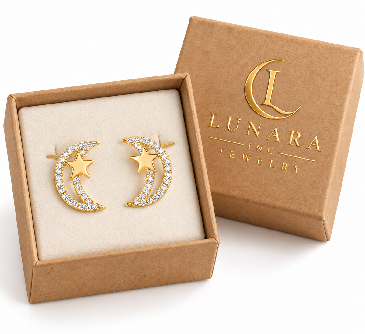 Celestial Star & Moon Stud Earrings