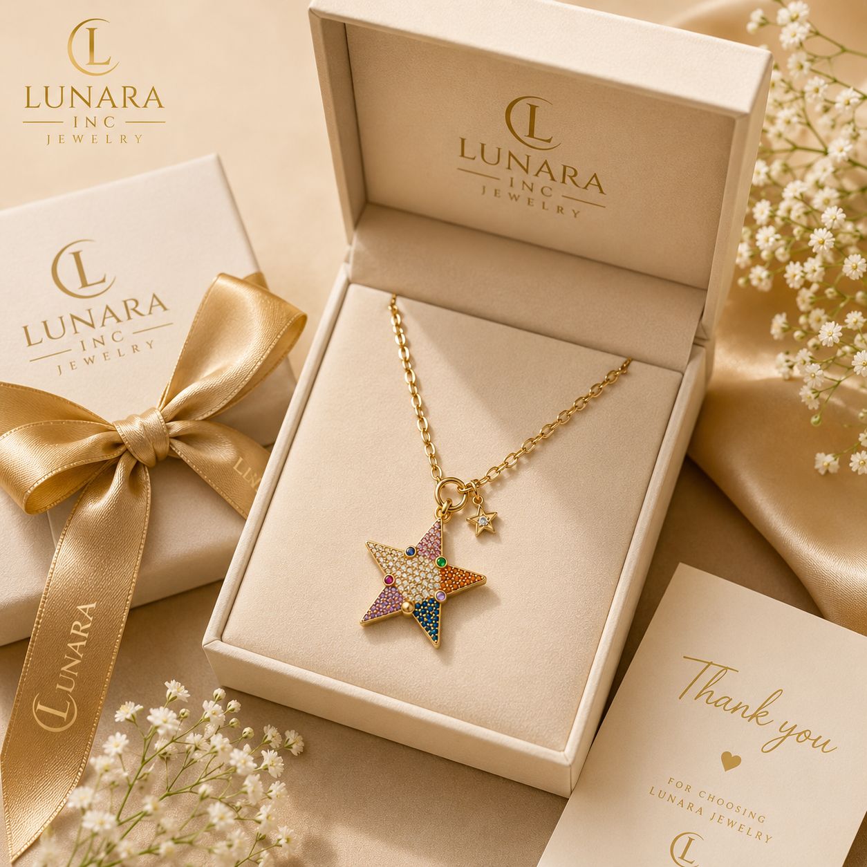 Lunara Rainbow Star Necklace