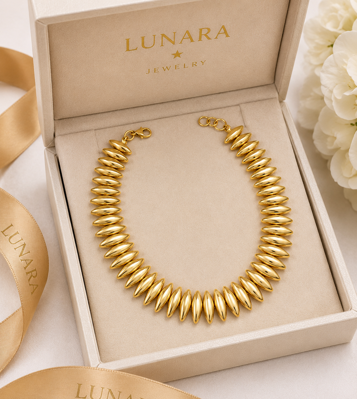 ✨ Lunara Golden Marquise Statement Necklace