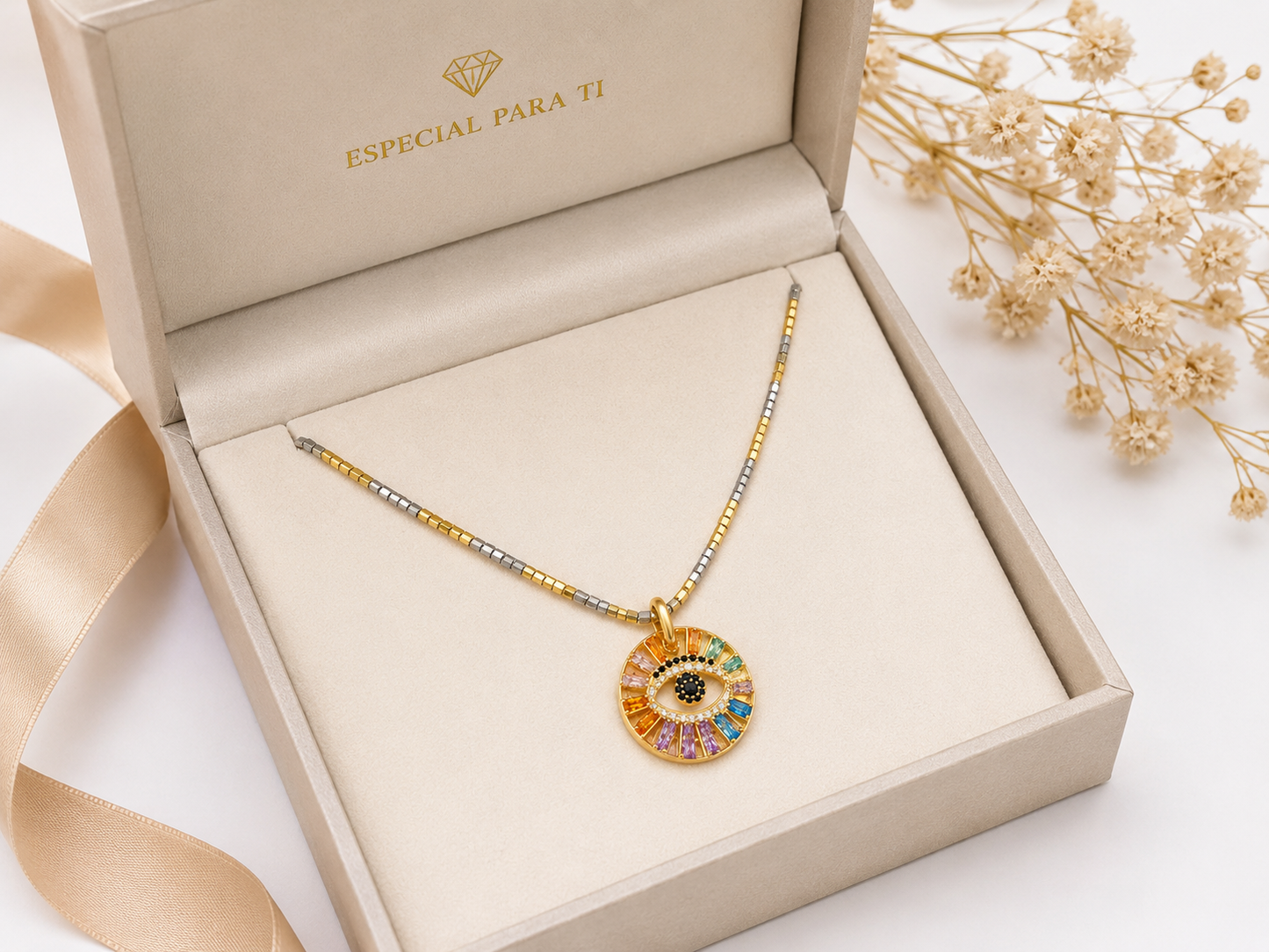 Lunara Rainbow Evil Eye Necklace