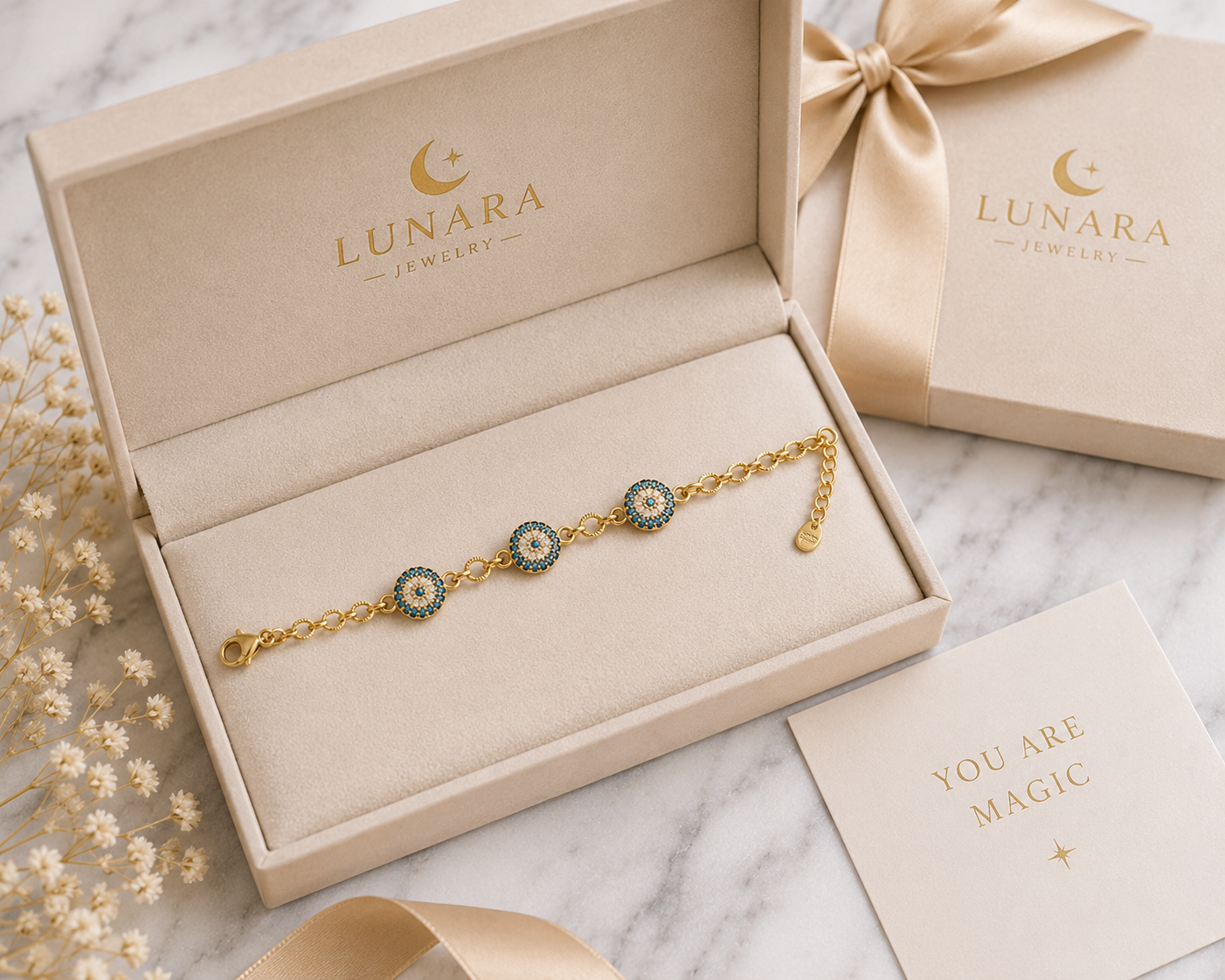 ✨ Lunara Triple Evil Eye Bracelet