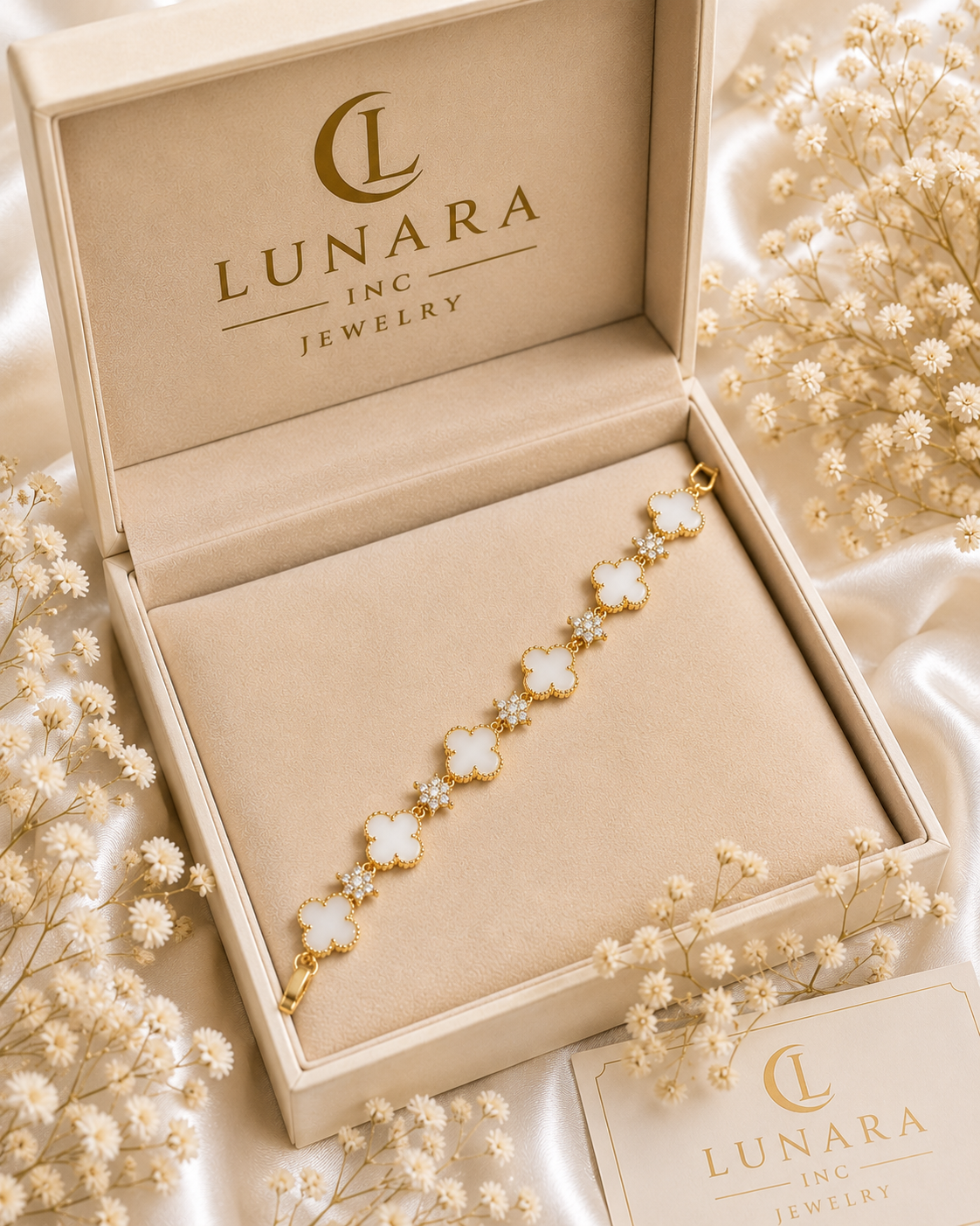 Lunara White Clover & Star Bracelet