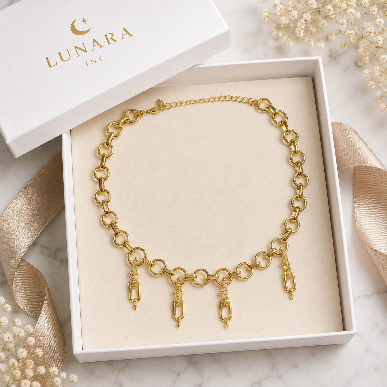Aurora Charm Link Choker Necklace