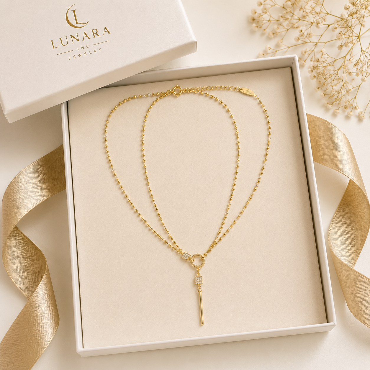 Luna Drop Lariat Necklace