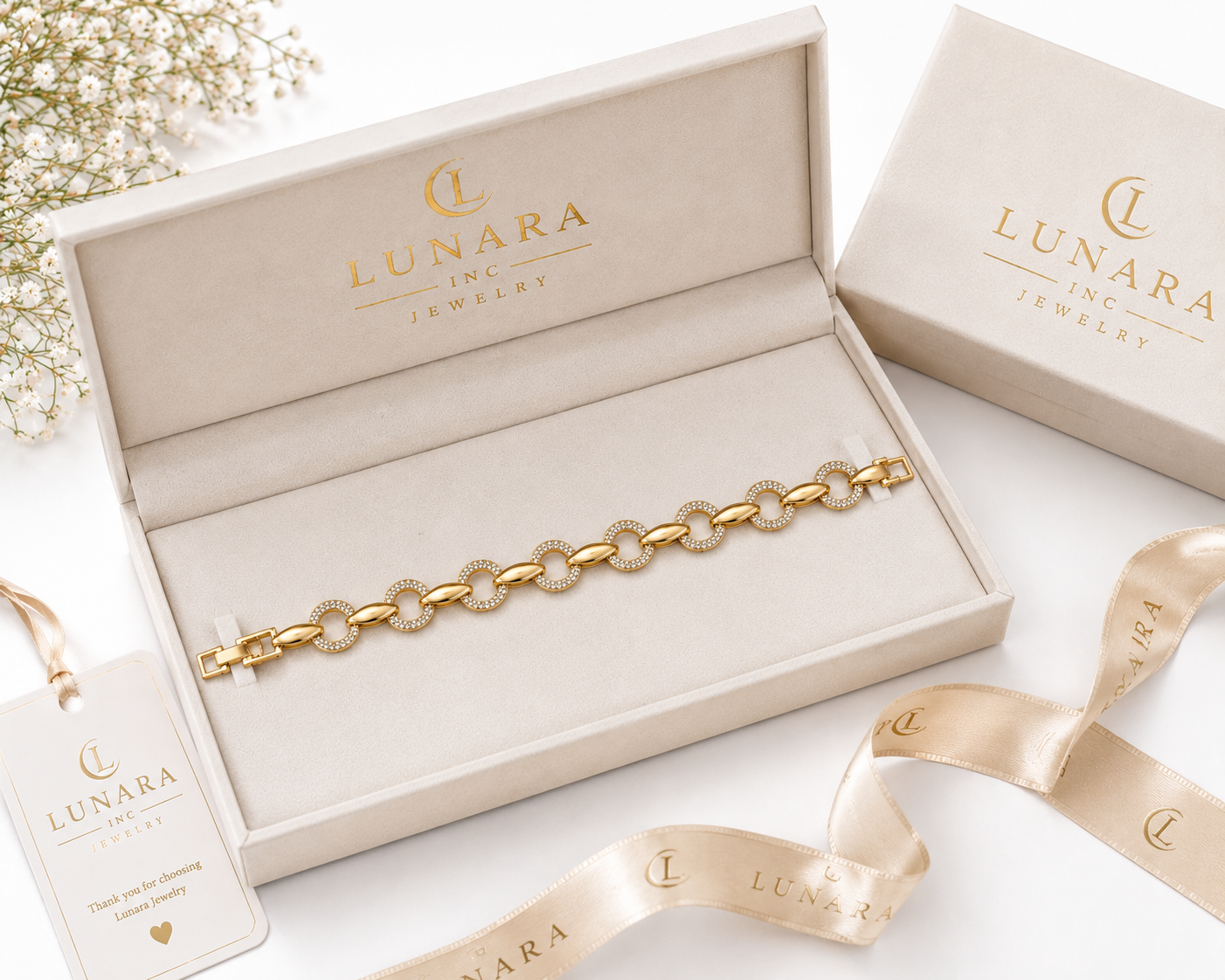 Pavé Circle Link Bracelet