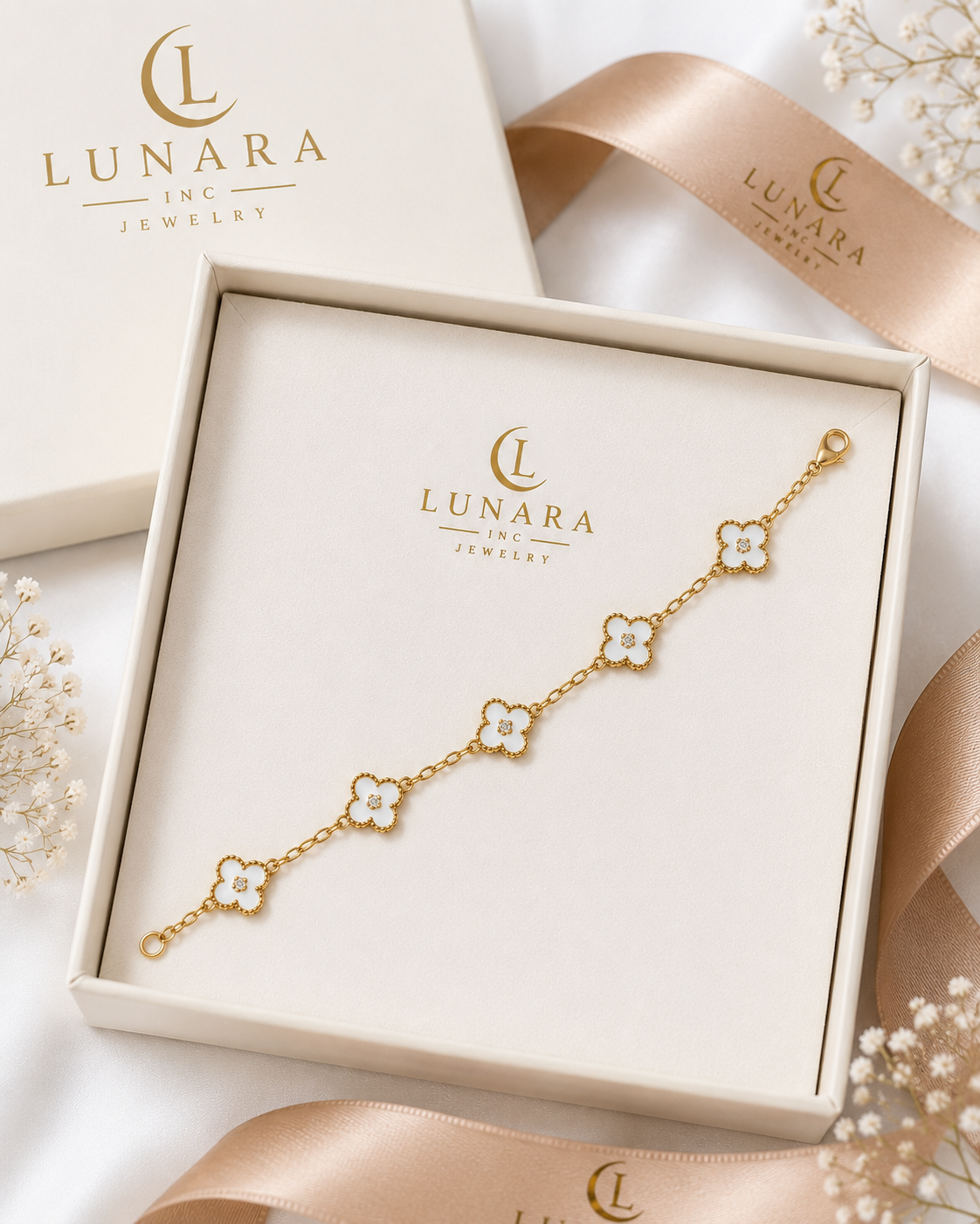 Brazilian Gold Filled Five Clover Bracelet