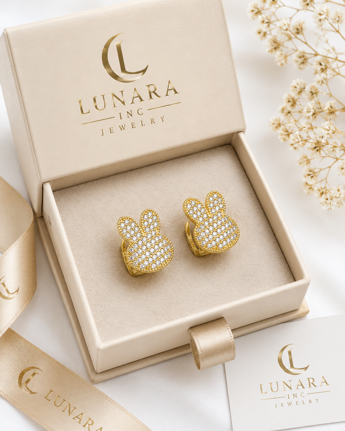 Bunny Crystal Hoop Earrings