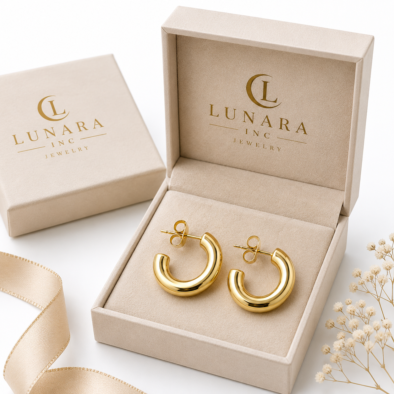 Classic Chunky Gold Hoop Earrings