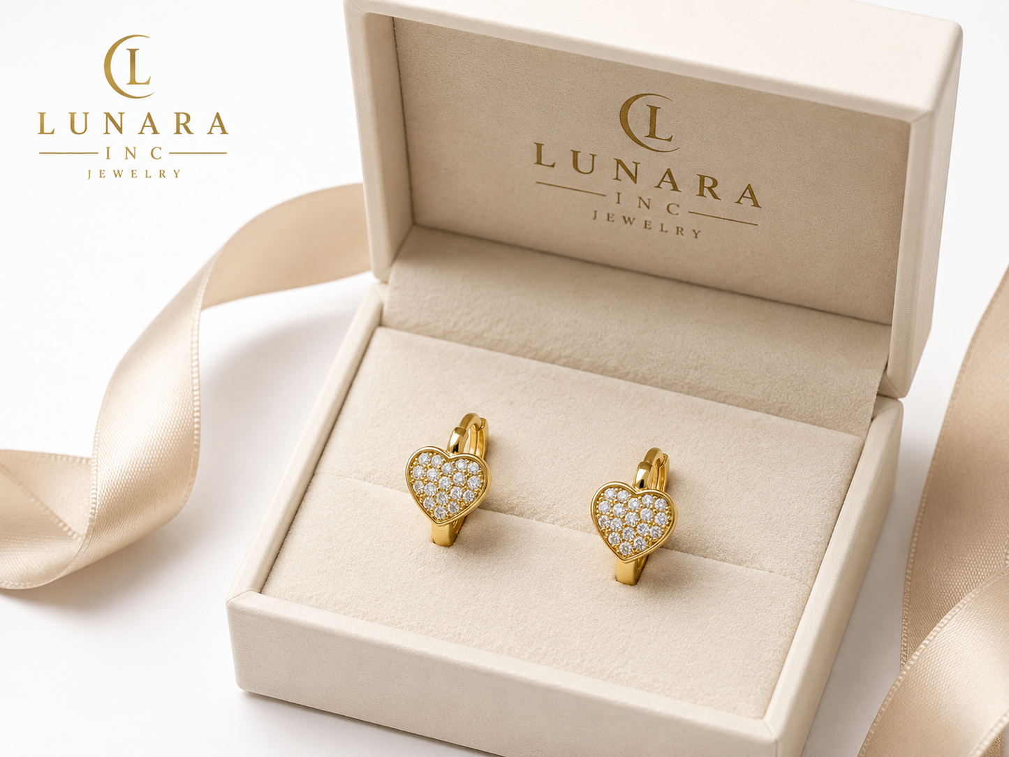 Sparkling Heart Huggie Earrings