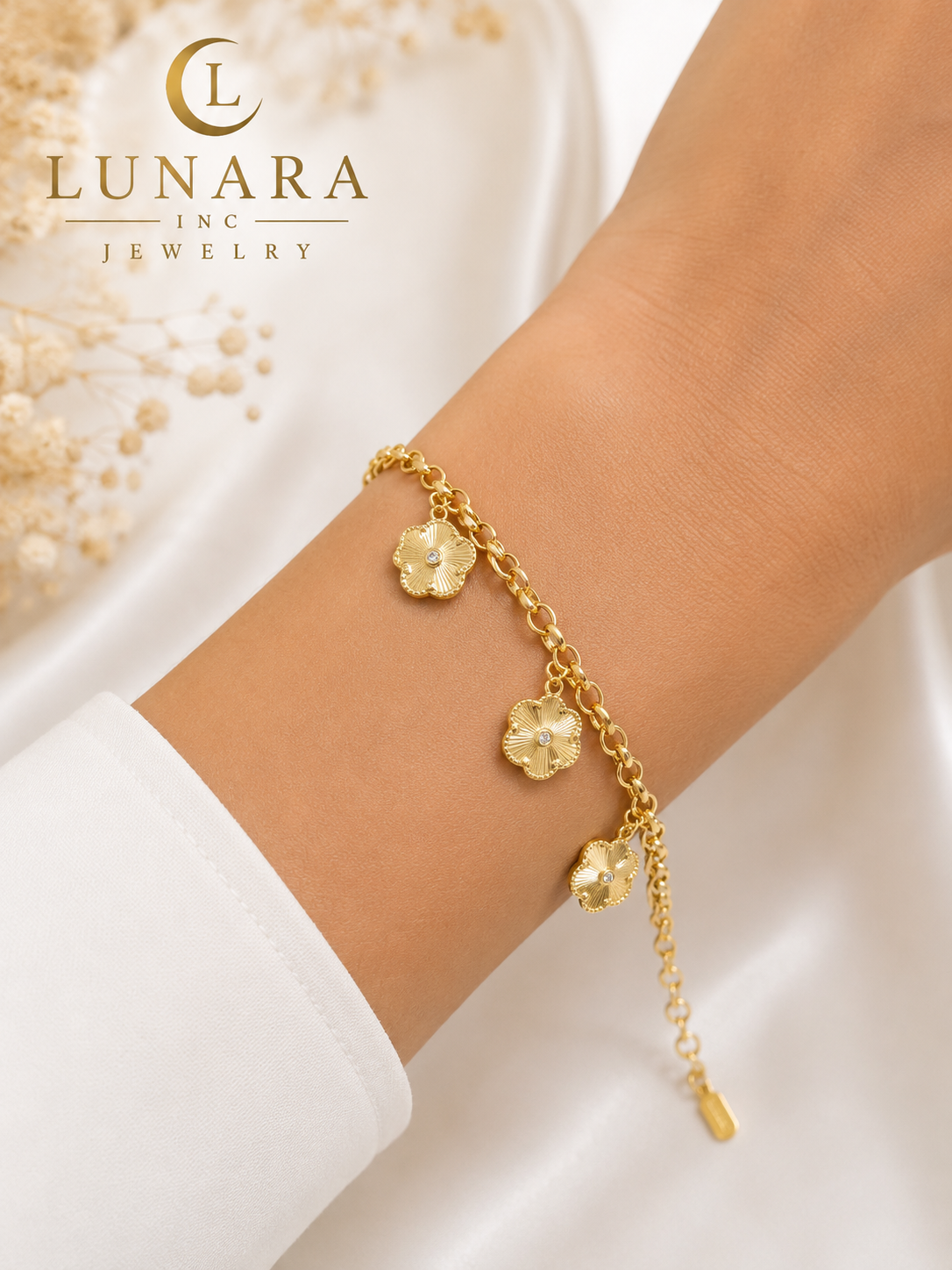 Golden Blossom Charm Bracelet