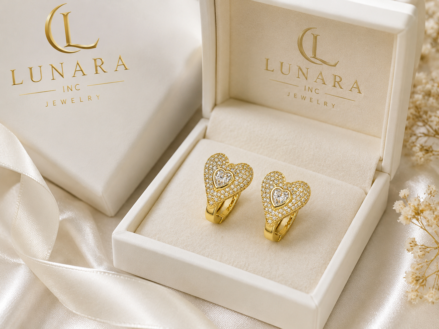 Luna Crystal Heart Huggie Earrings