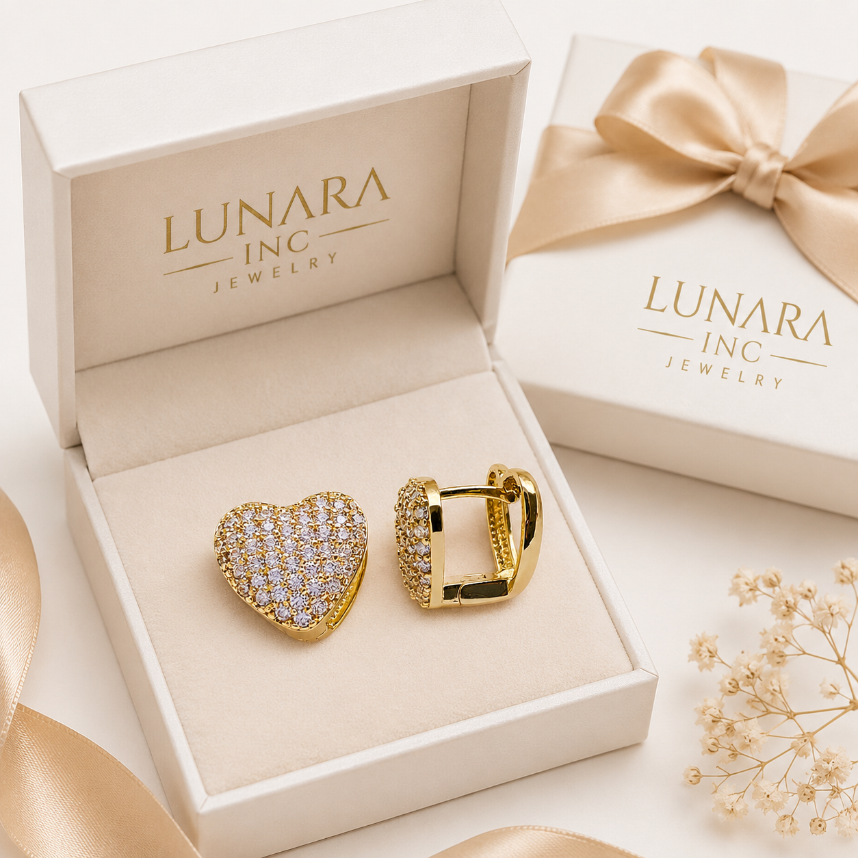 Lunara Radiant Heart Pavé Huggie Earrings