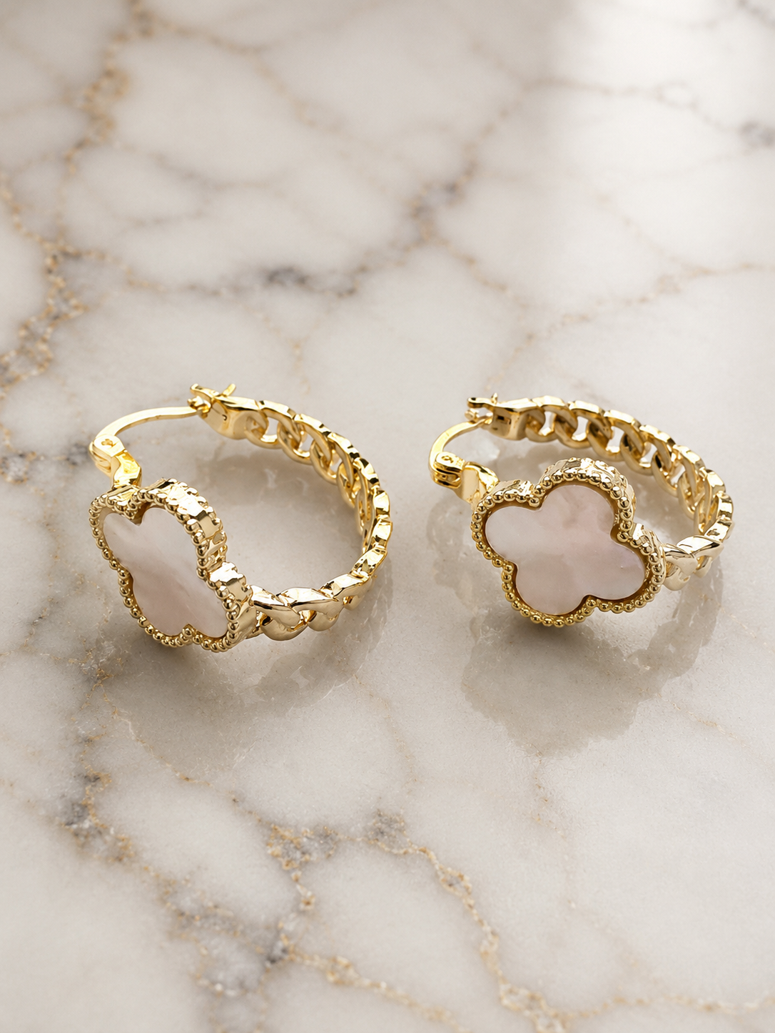 Clover Chain Hoop Earrings