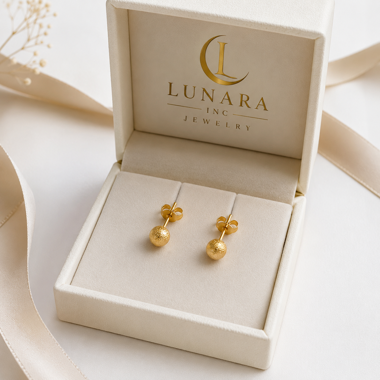 Luna Frosted Ball Stud Earrings