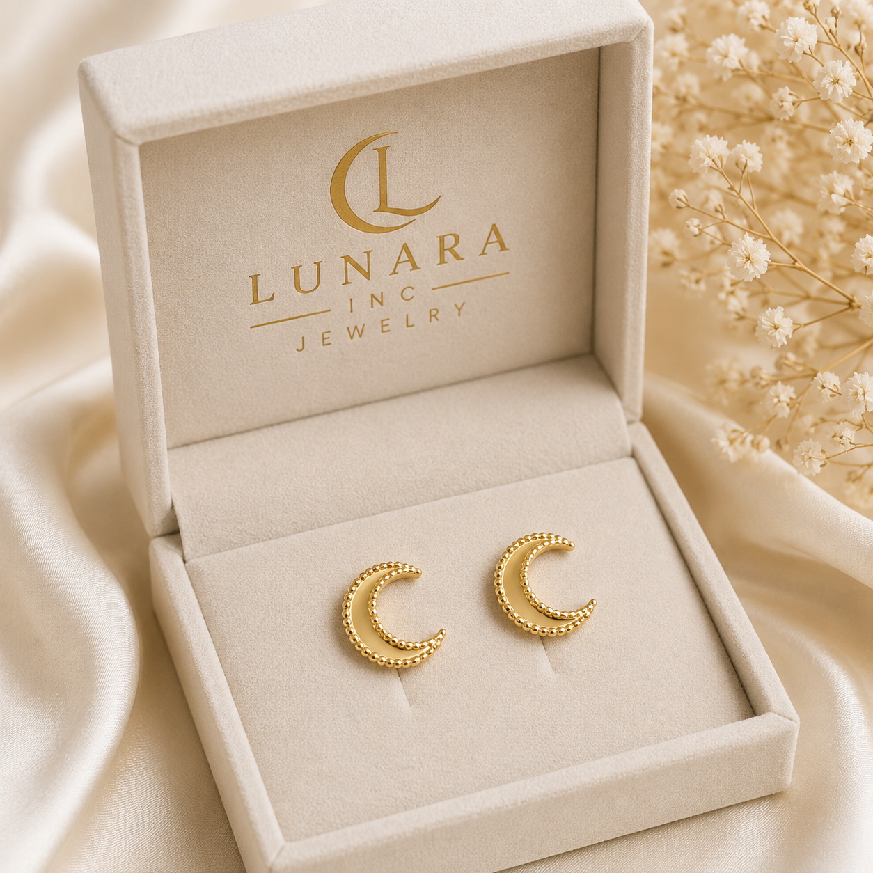 Luna Crescent Stud Earrings