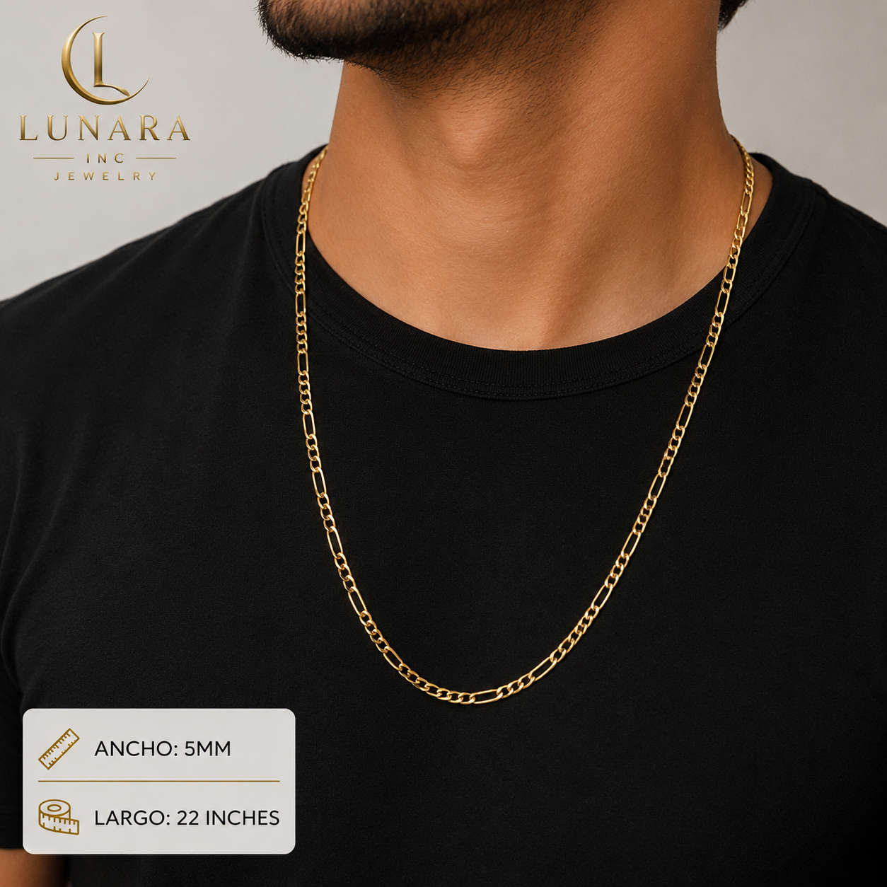 14K Gold Figaro Chain Necklace 5mm – 22 Inches | Classic Men’s & Women’s Necklace