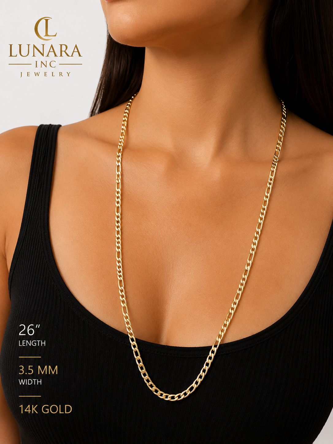 18K Gold Figaro Chain Necklace