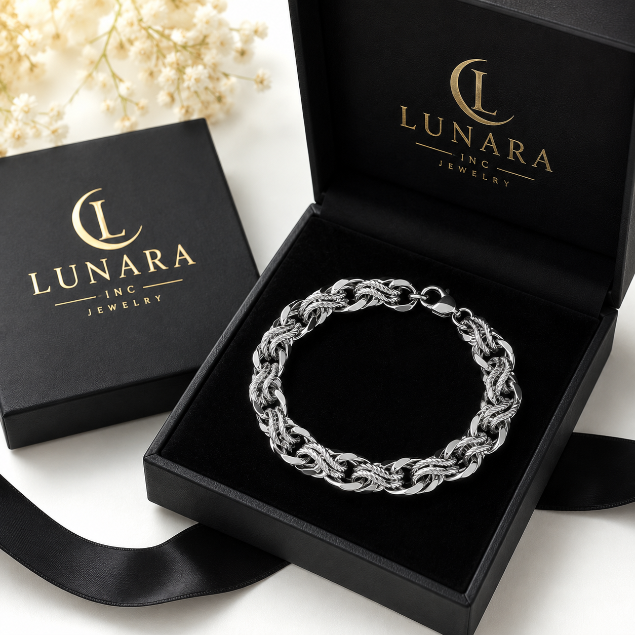 Silver Byzantine Link Bracelet – Stainless Steel