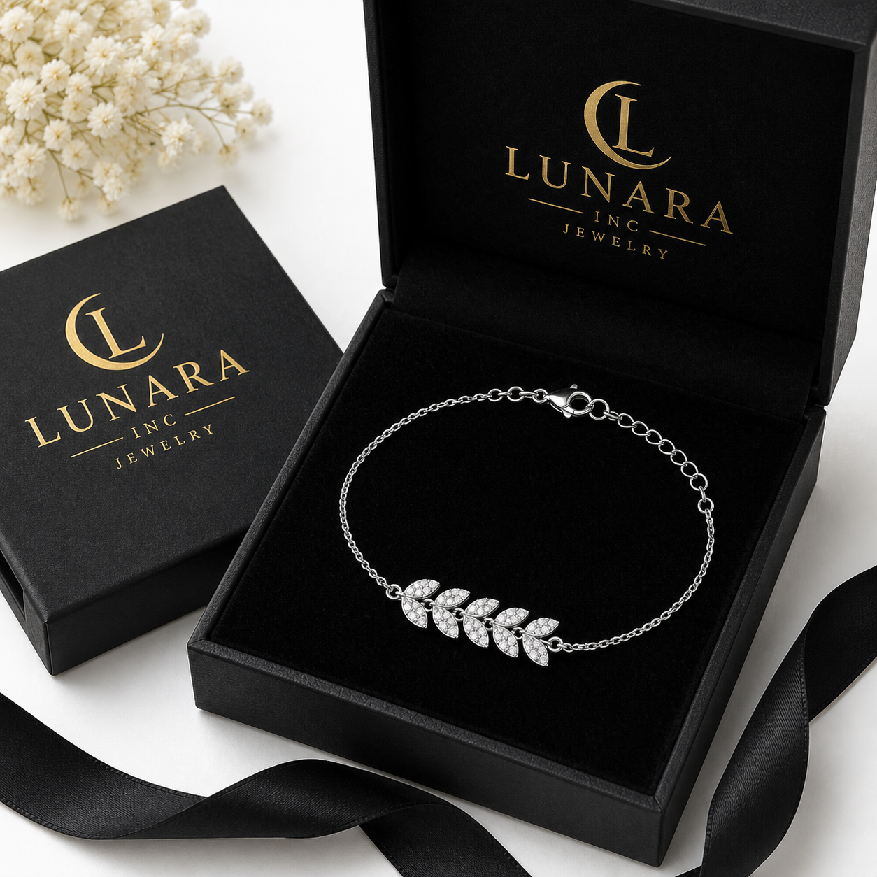 Silver Leaf Crystal Bracelet