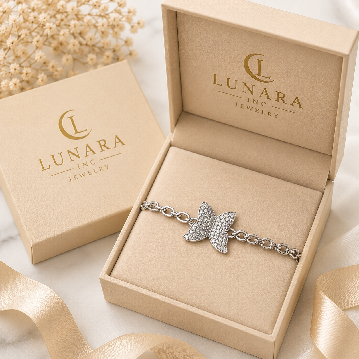 Silver Butterfly Crystal Bracelet