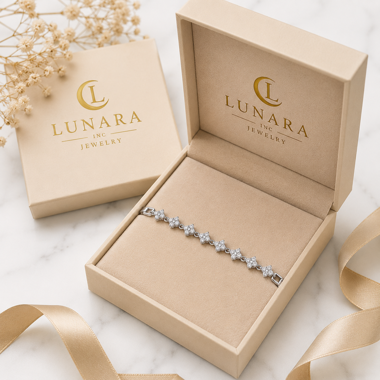 Silver Floral Crystal Bracelet