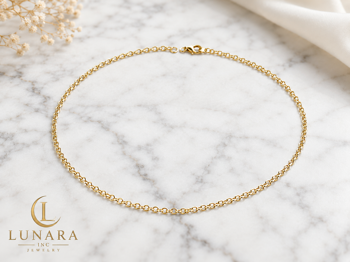 14K Gold Rolo Chain Necklace – Minimalist Everyday Necklace