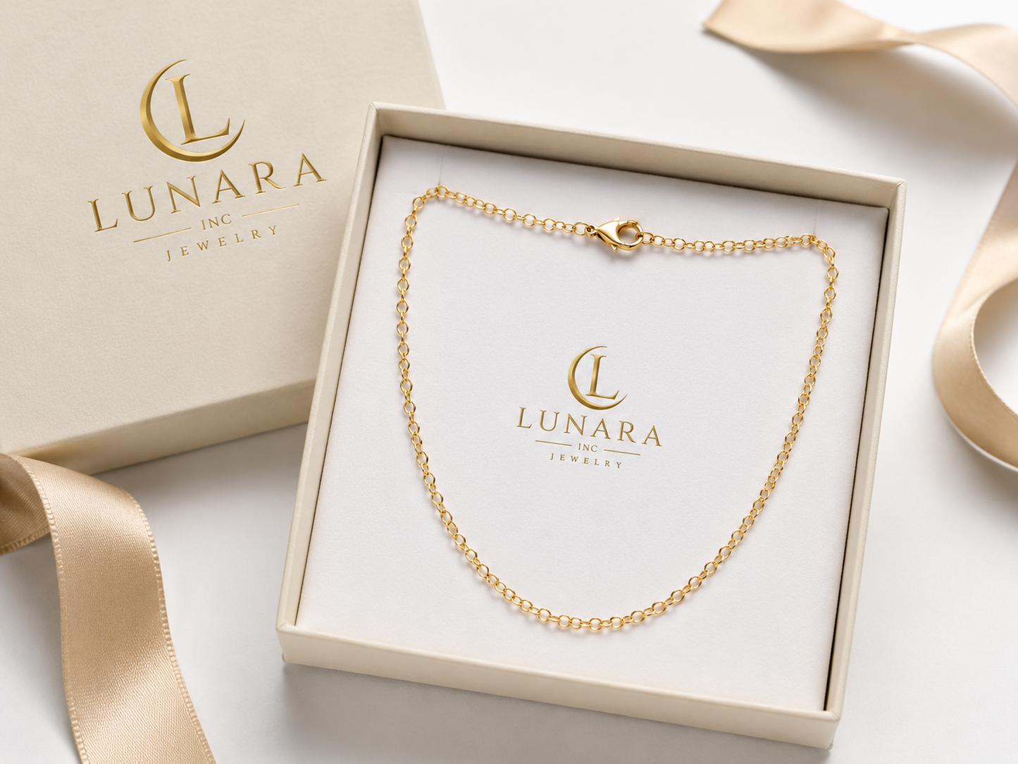 14K Gold Rolo Chain Necklace – Minimalist Round Link Necklace for Women