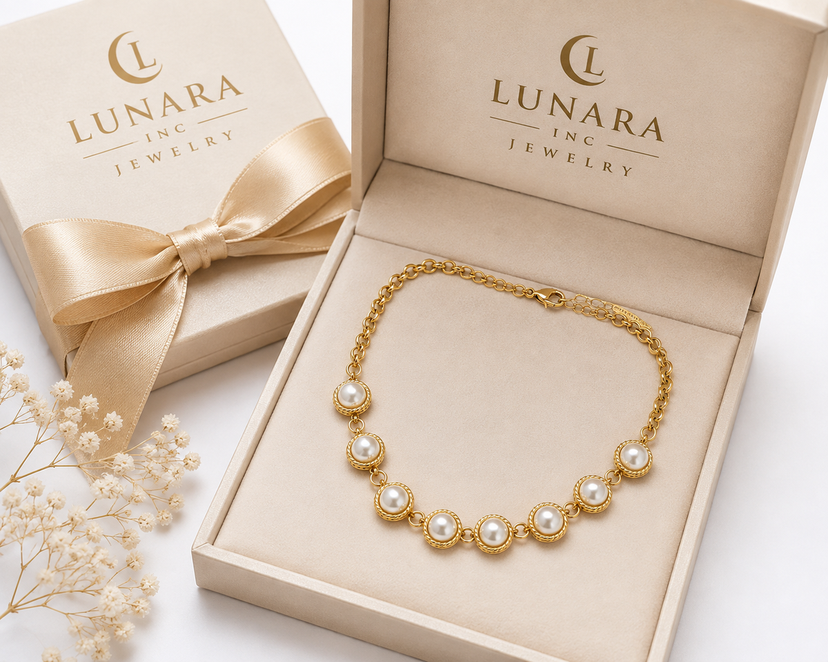 14K Gold Filled Pearl Station Necklace – Elegant Beaded Necklace