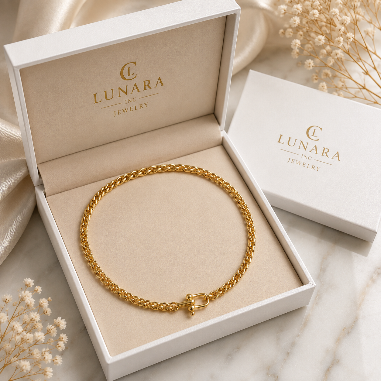 Lunara 14K Gold Byzantine Chain Choker – Toggle Clasp Statement Necklace for Women
