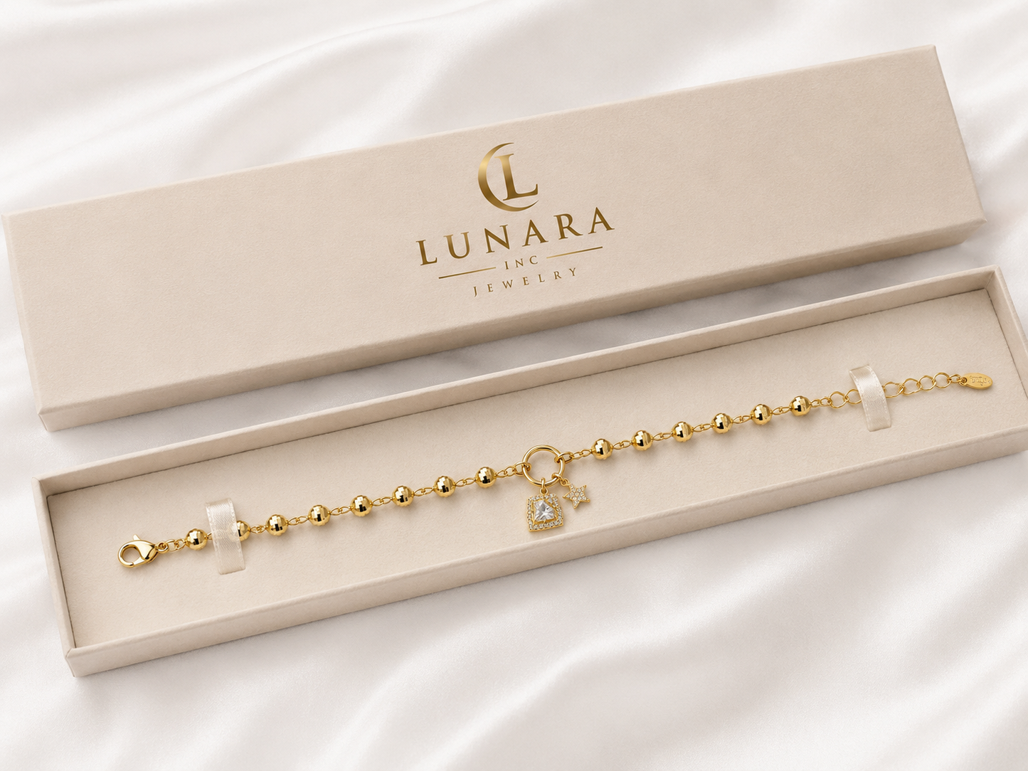 Diamond Charm Beaded Bracelet