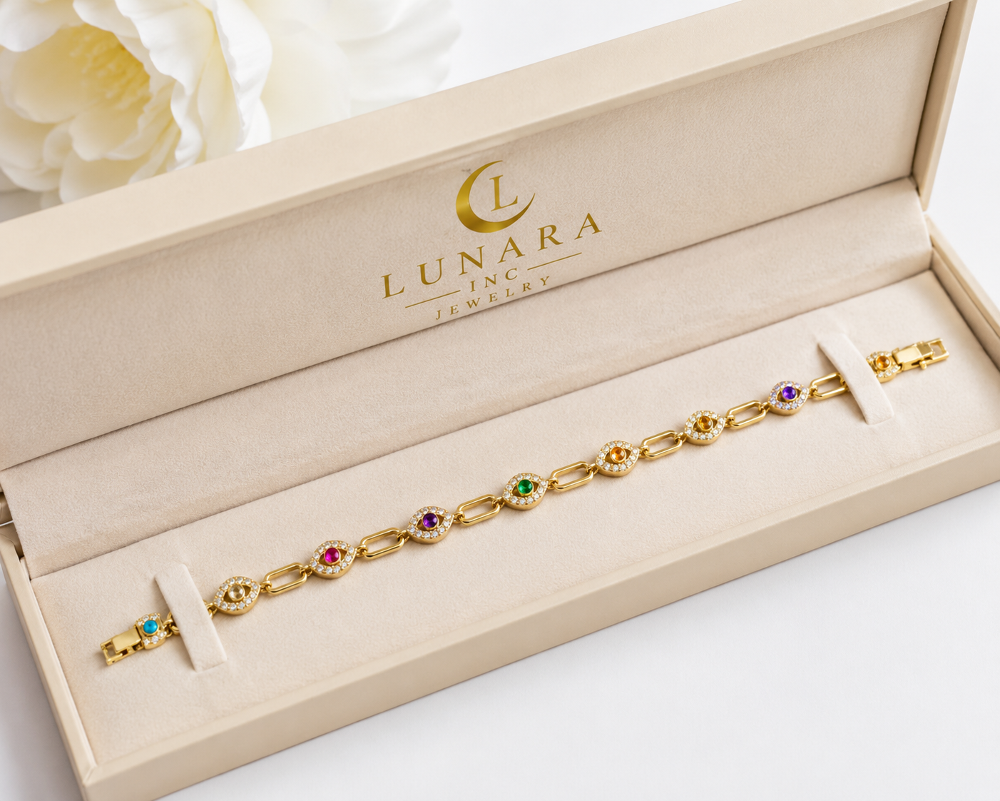 Multicolor Evil Eye Link Bracelet