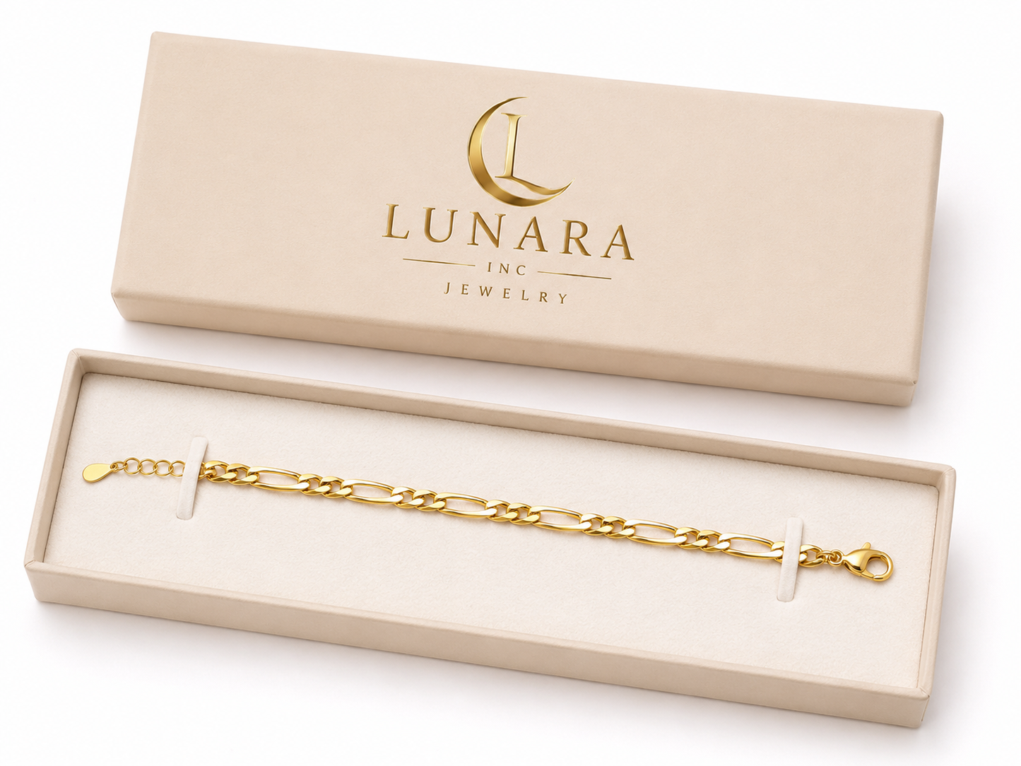 Lunara Bold Figaro Link Bracelet – 7mm