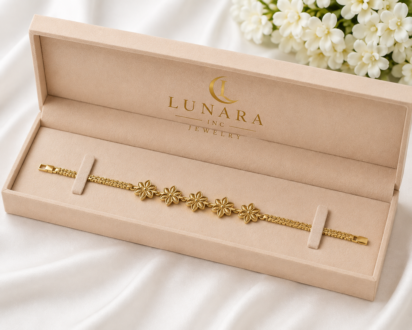 Lunara Triple Flower Gold Bracelet